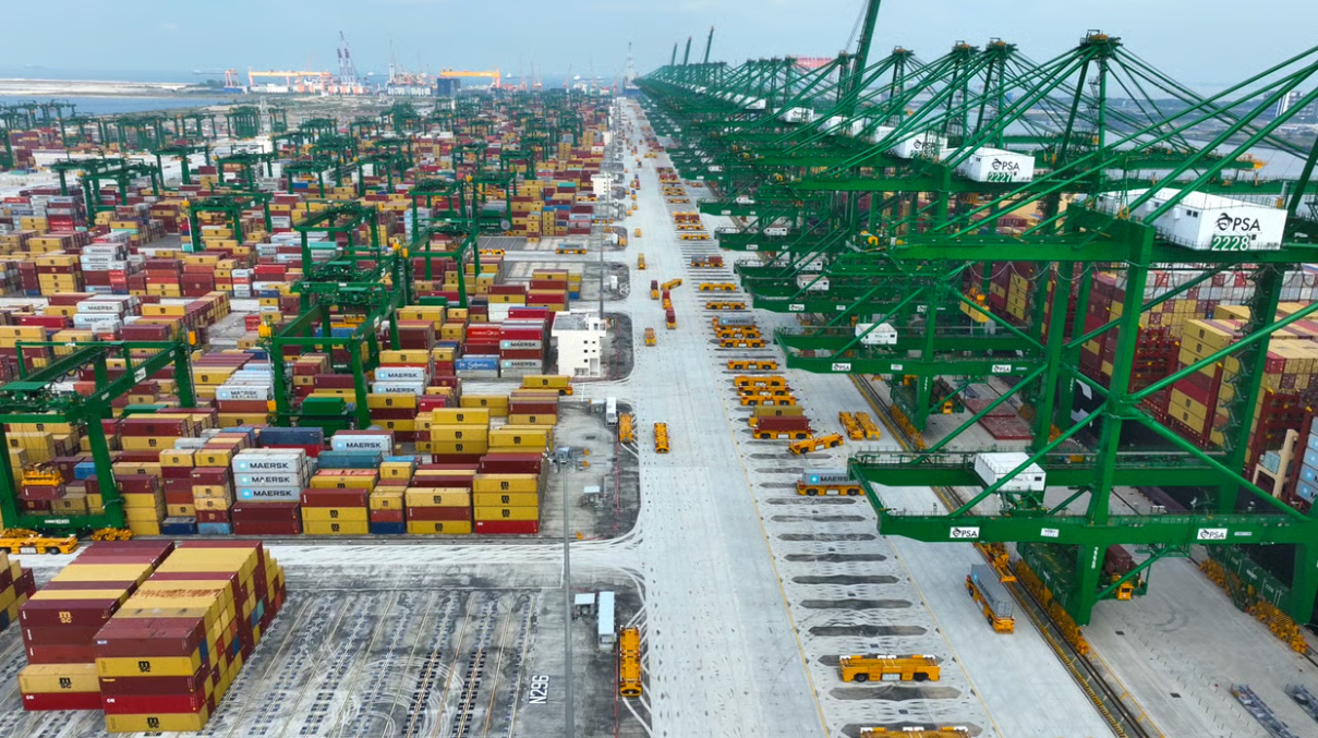 Construction of the world's largest fully automated terminal is in full swing